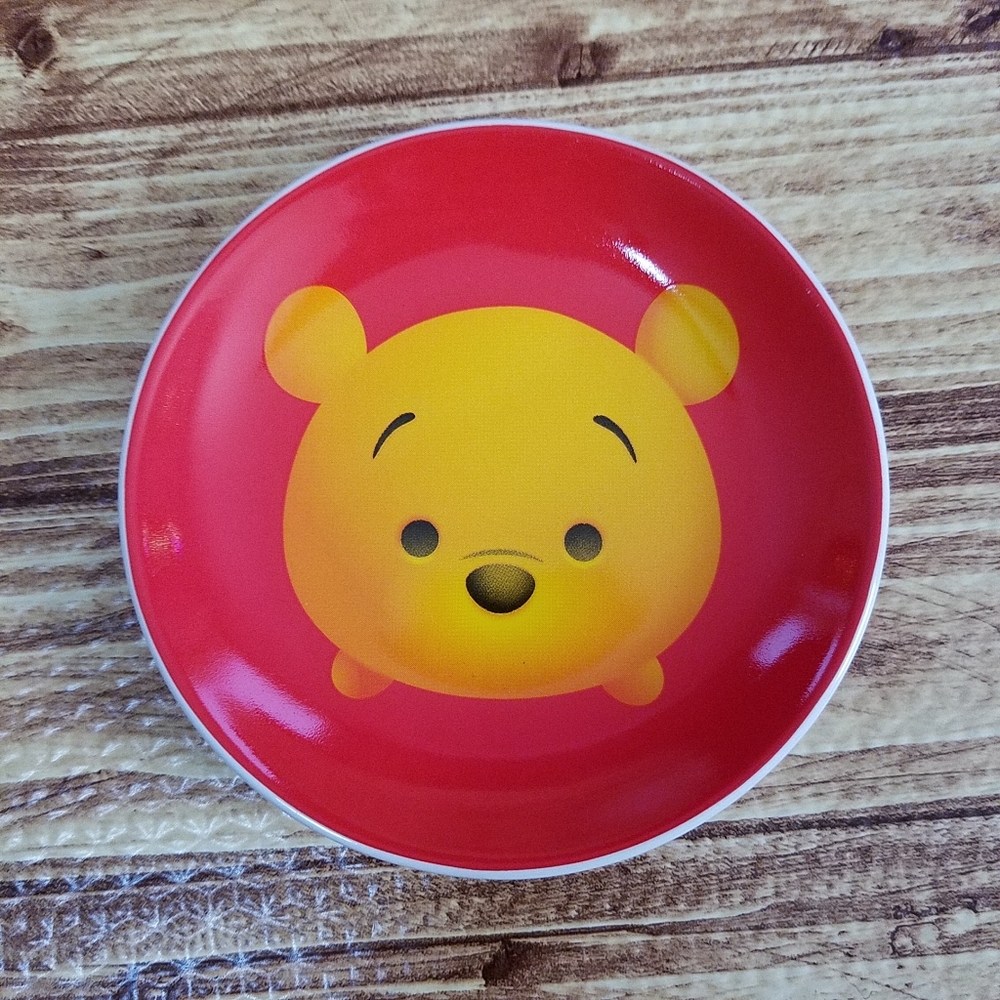 Disney Store Winnie the Pooh Tsum Tsum Mini Ceramic Plate Trinket Dish Red NWT